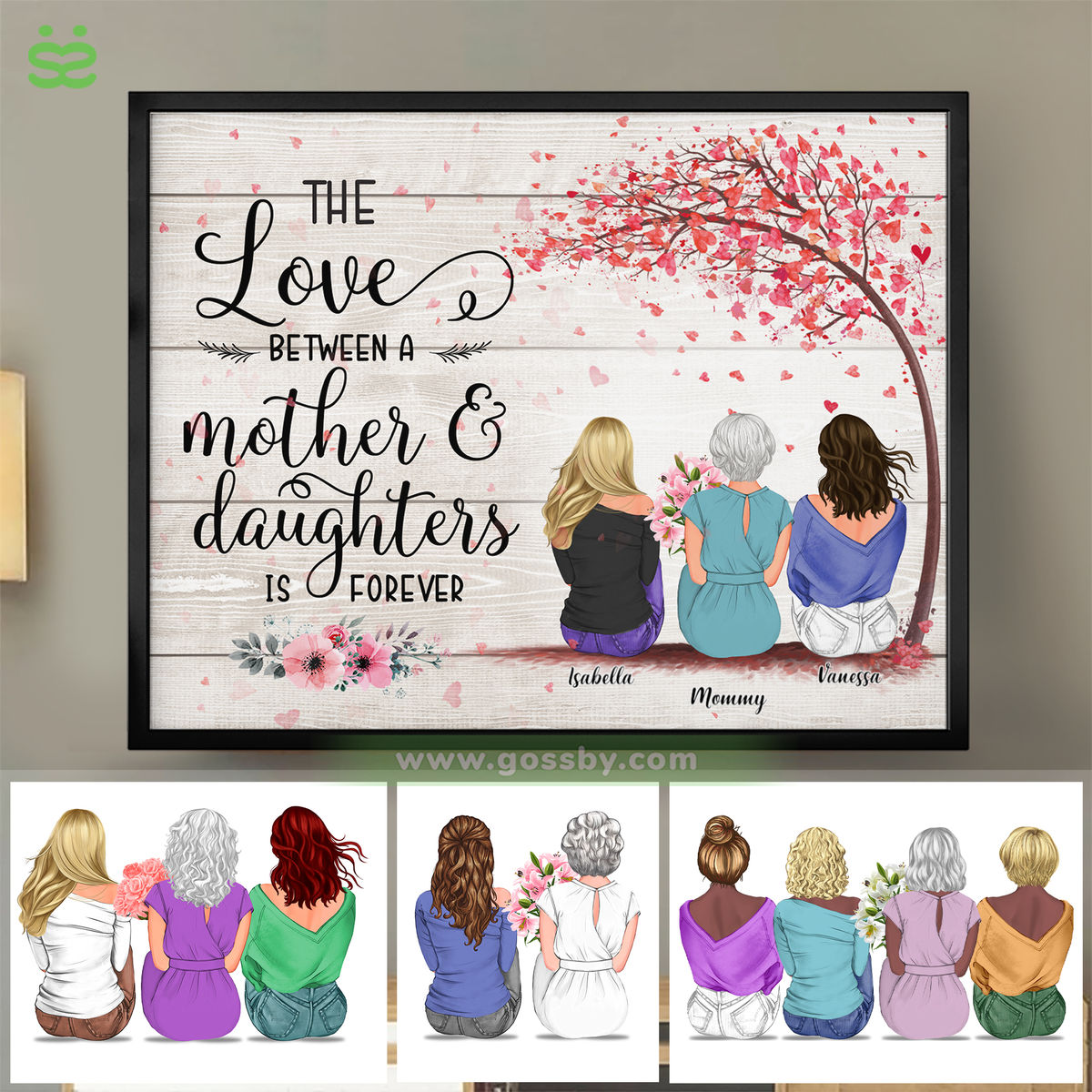 Mother  DaughterSon - The Love Between a Mother And Daughters is Forever 2D - Wooden BGVer 1_1