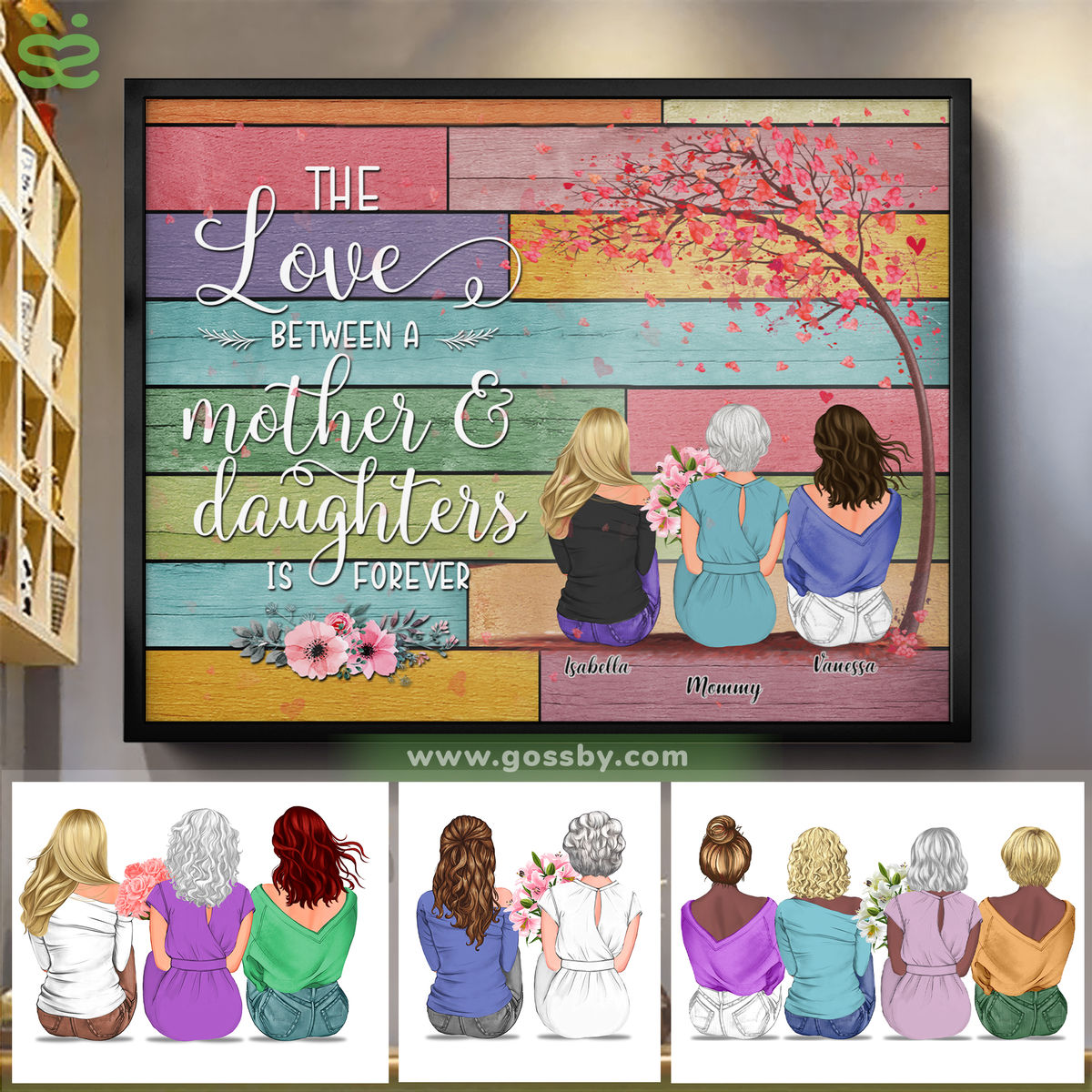 Personalized Poster - Mother & Daughters/Sons - The Love Between a Mother And Daughters is Forever 2D - Vintage BG