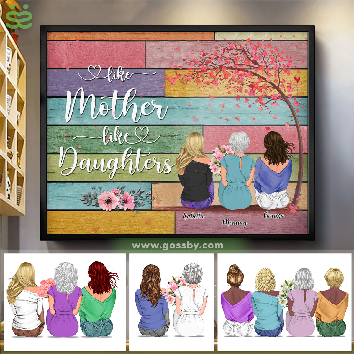 Personalized Poster - Mother & Daughters - Like Mother Like Daughters 2D - Vintage BG