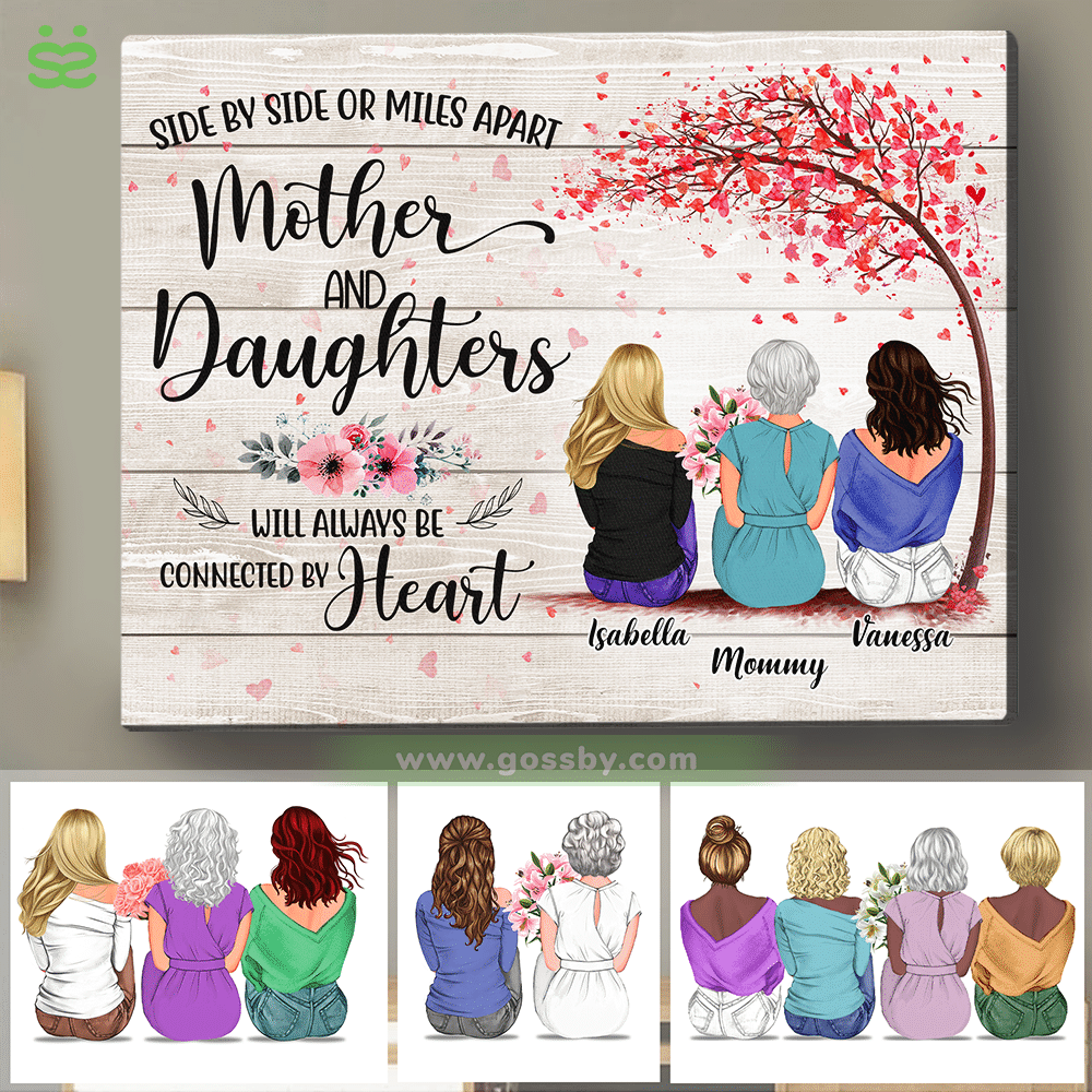 Mother & Daughters/Sons - Side by side or miles apart... 2D - Wooden Canvas - Ver 1_1