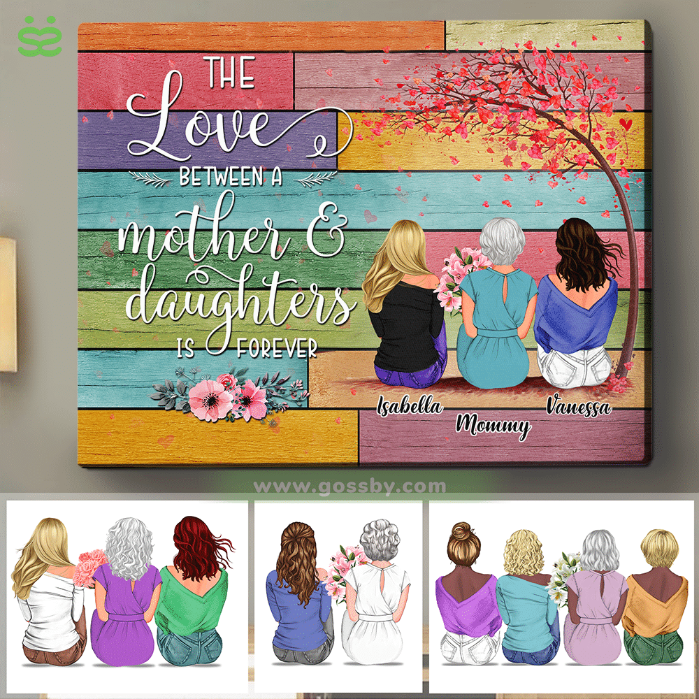 Personalized Wrapped Canvas - Mother & Daughter - The Love Between a Mother And Daughters is Forever 2D - Vintage Canvas