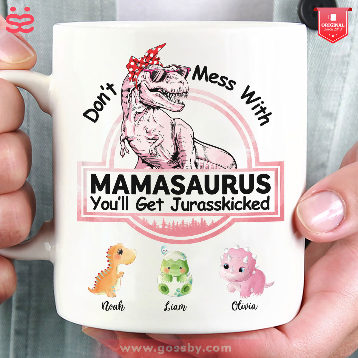 Personalized Family  Mug - Don't Mess With Mamasaurus
