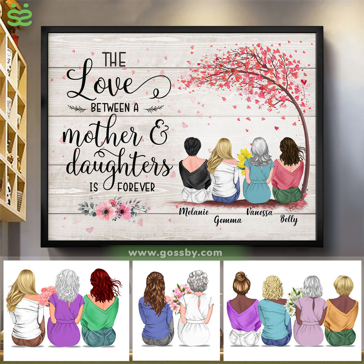 Personalized Poster - Mother & Daughter - The Love Between a Mother And Daughters is Forever 3D - Wooden BG/Ver 1