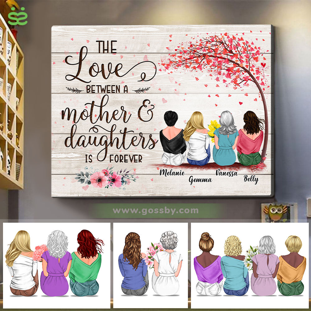 Personalized Wrapped Canvas - Mother & Daughter - The Love Between a Mother And Daughters is Forever 3D - Wooden Canvas/Ver 2