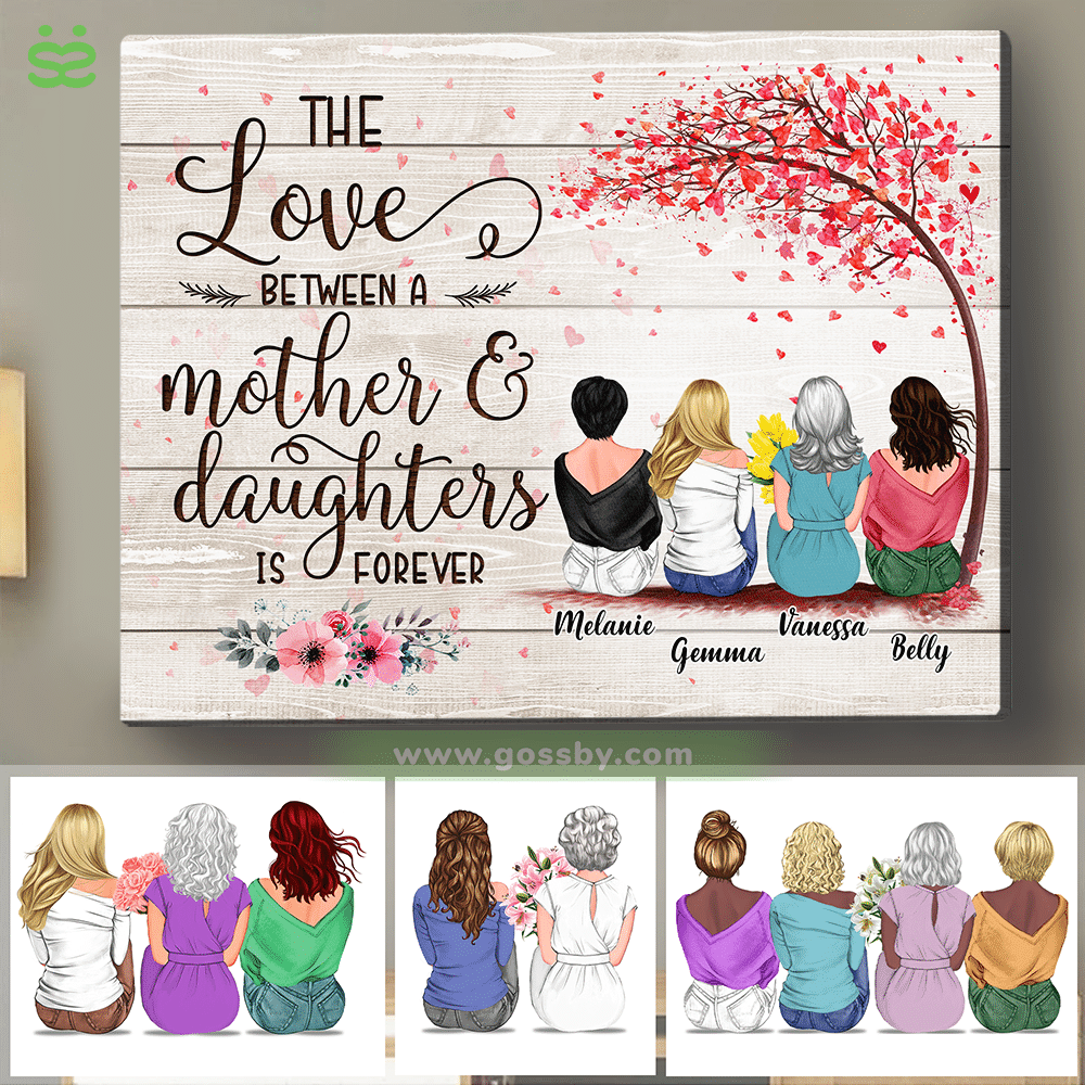 Personalized Wrapped Canvas - Mother & Daughter - The Love Between a Mother And Daughters is Forever 3D - Wooden Canvas/Ver 2_1