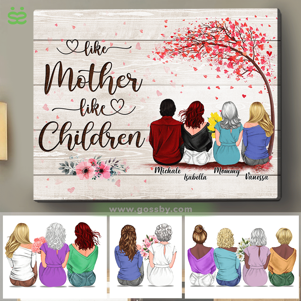 Personalized Wrapped Canvas - Mother & Daughters/Sons - Like Mother Like Children 3D - Wooden Canvas/Ver 2_1