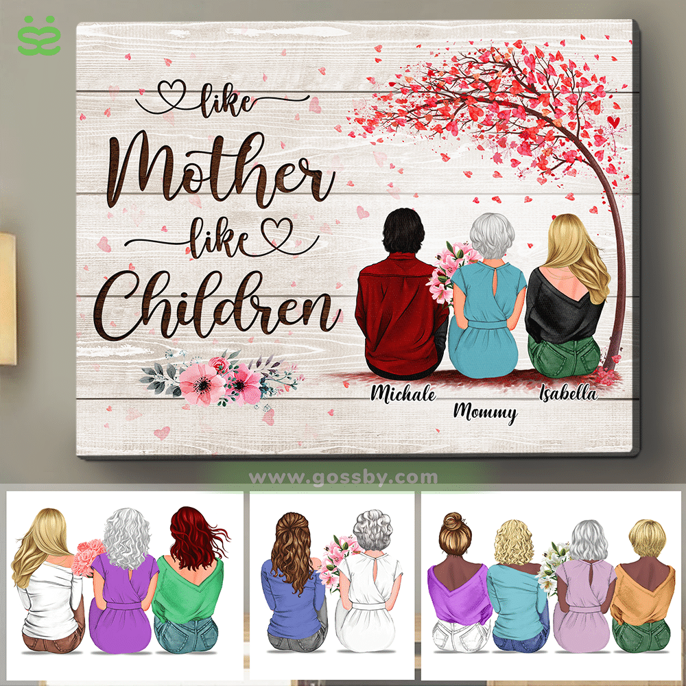 Personalized Wrapped Canvas - Mother & Daughters/Sons - Like Mother Like Children 1S1D - Wooden Canvas/Ver 2_1