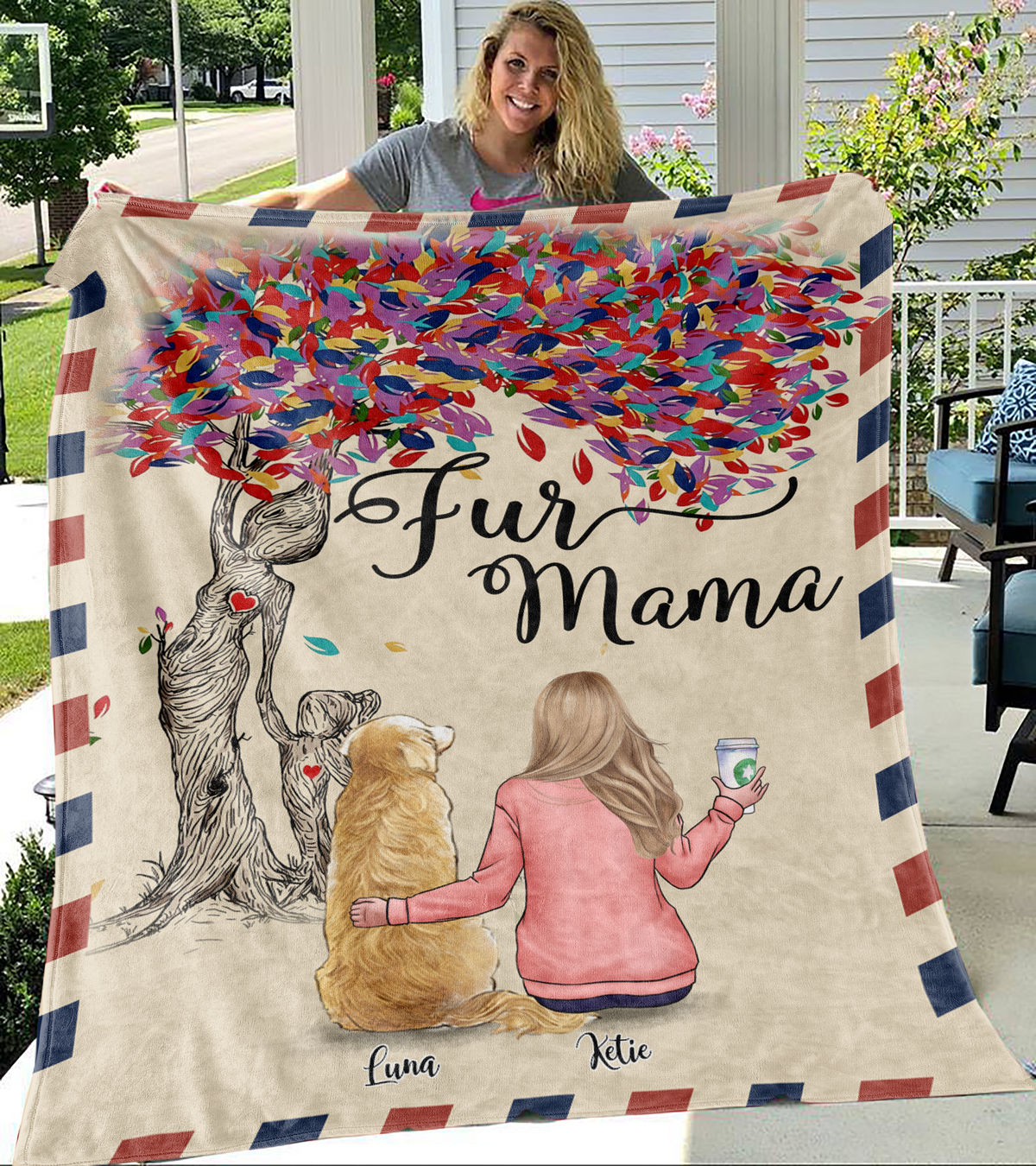Personalized Blanket - Girl and Dogs - Fur mama - Blanket