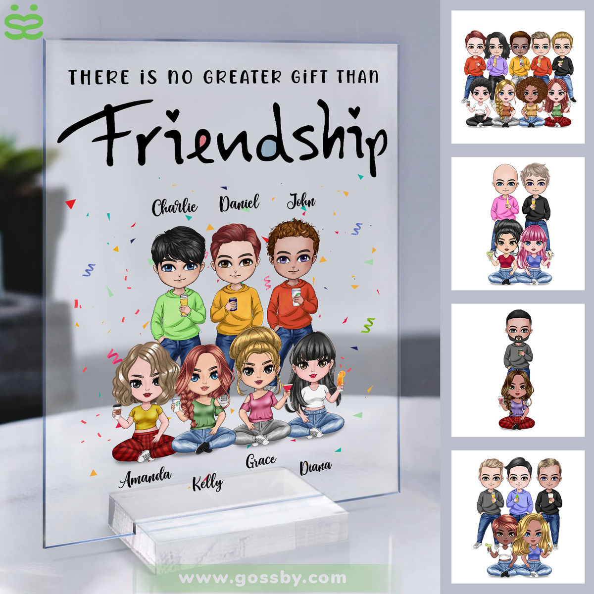 Semitest - Best Friends - Personalized Acrylic Plaque - Up To 10 People - There Is No Greater Gift Than Friendship (11676)