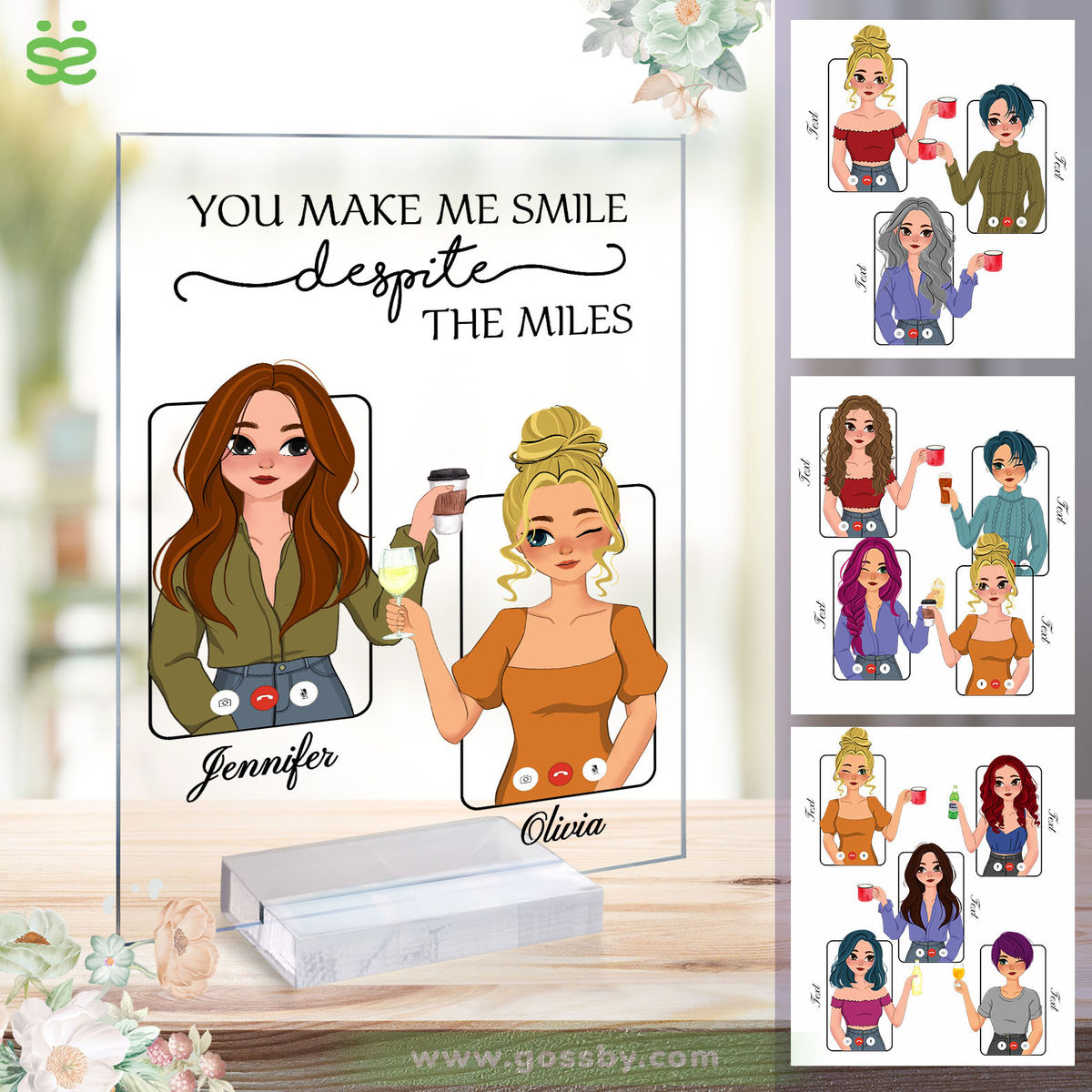 Best Friends - Personalized Acrylic Plaque - You make me smile despite the miles