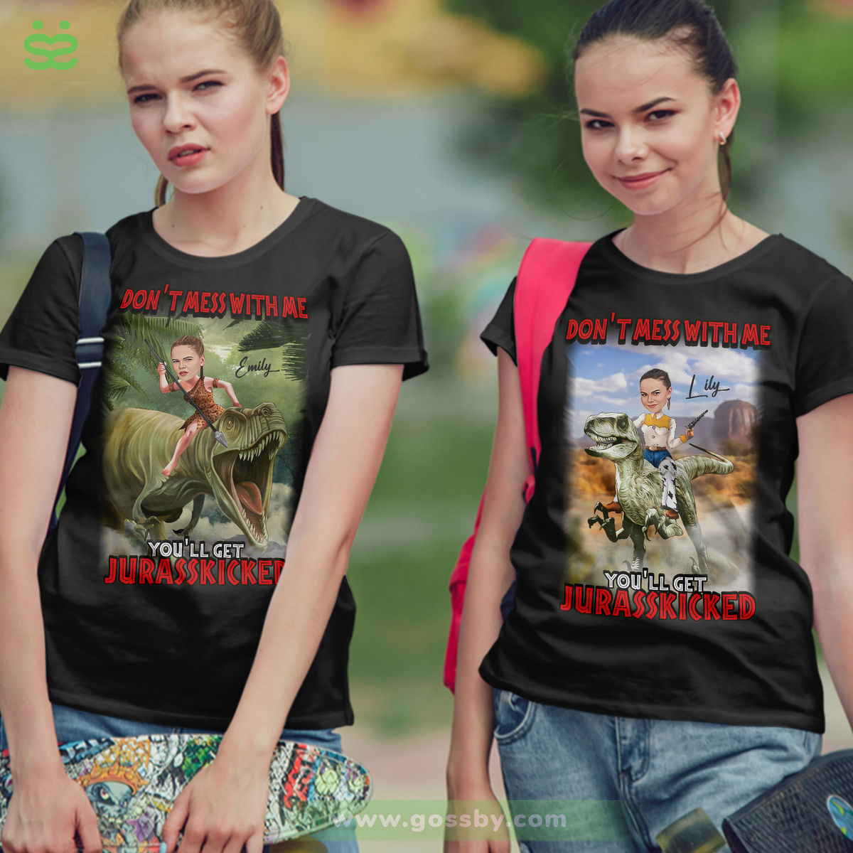 Custom T-Shirt From Your Photo - Ride on a Dinosaur - Full size from children to adults_3