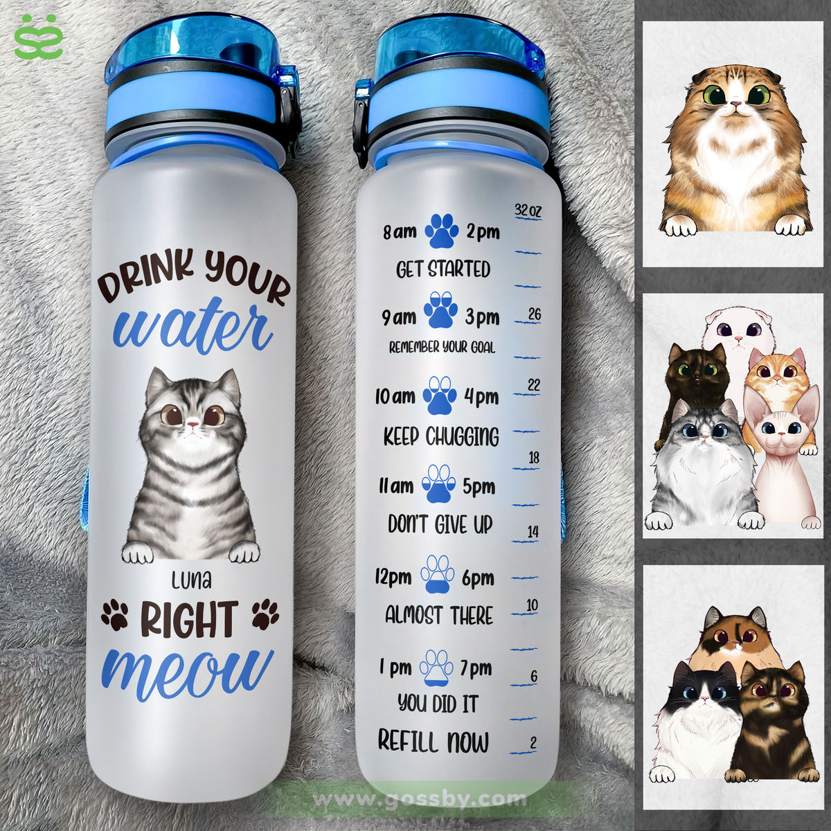 Cat Lover Water Bottle - Drink Your Water Right Meow