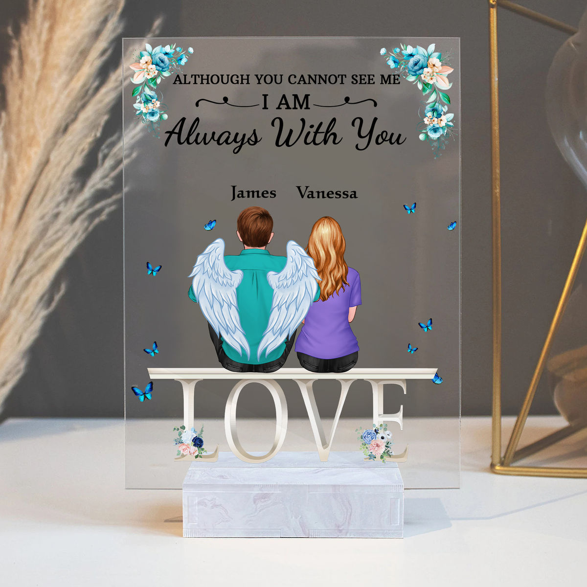 Transparent Plaque - Family Memorial Personalized Acrylic Plaque - Although you cannot see me but I am always with you