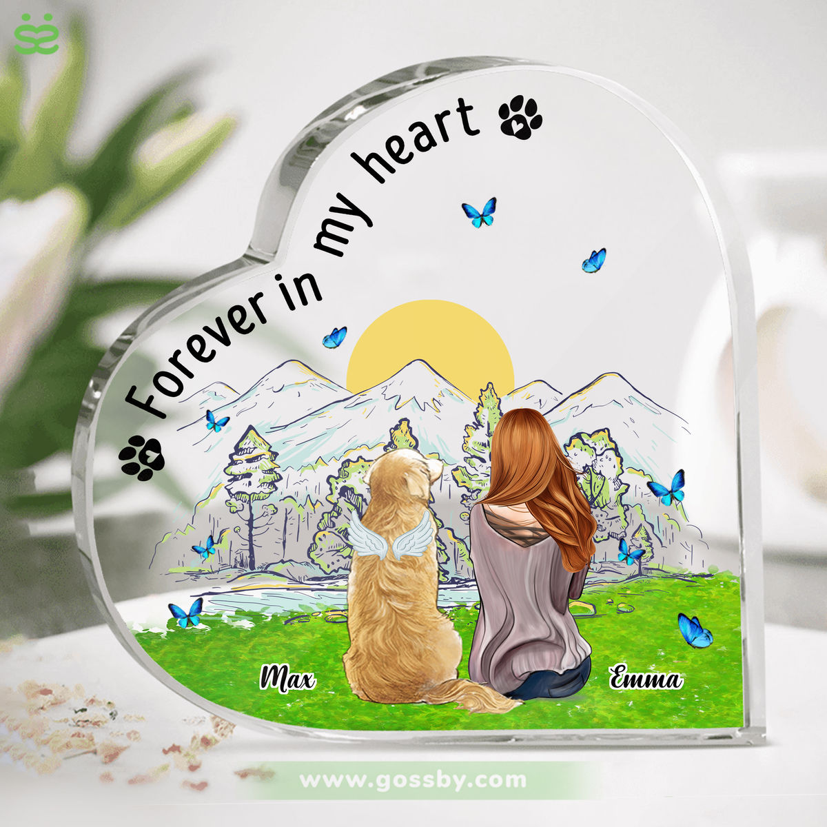Heart Acrylic Transparent Plaque - Girl and Her Dog - Personalized Heart Shaped Acrylic Plaque - The Moment Your Heart Stopped Mine Changed Forever_2