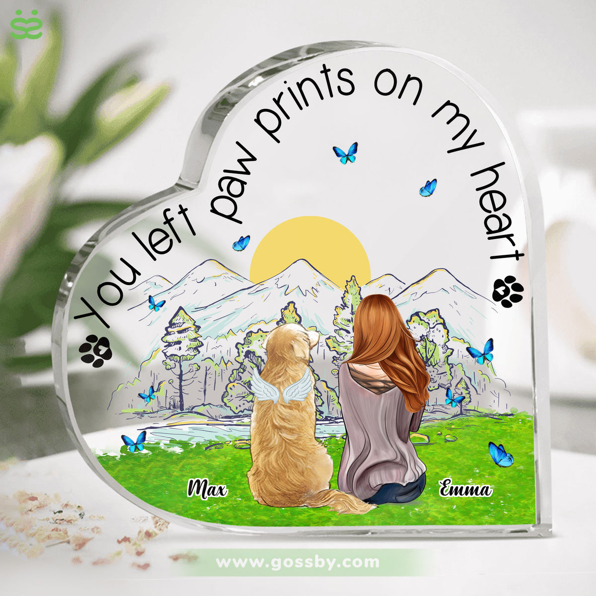 Heart Acrylic Transparent Plaque - Girl and Her Dog - Personalized Heart Shaped Acrylic Plaque - The Moment Your Heart Stopped Mine Changed Forever_1