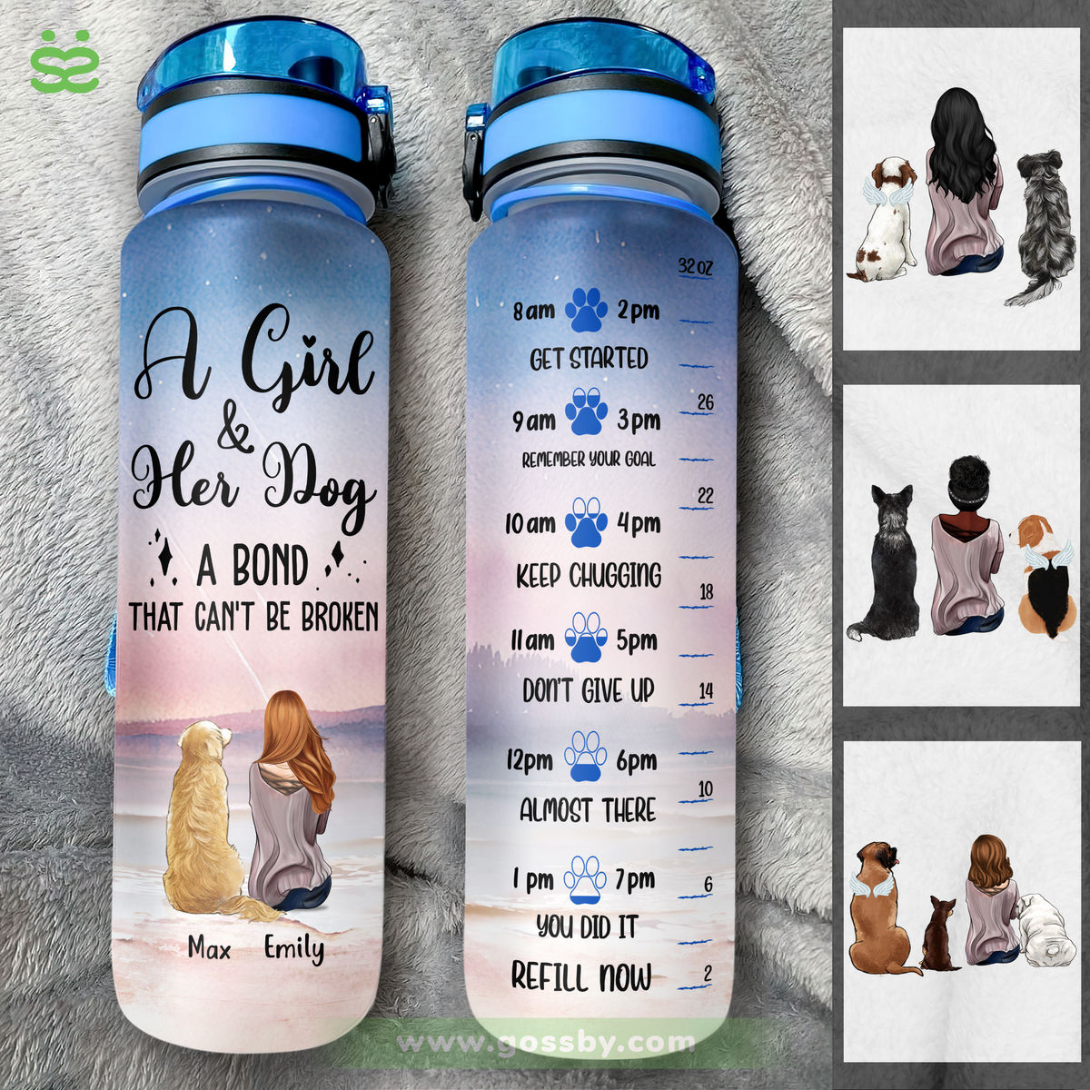 Dog Lover Water Bottle - A Girl and her Dog a Bond that Can't be broken - V2_1
