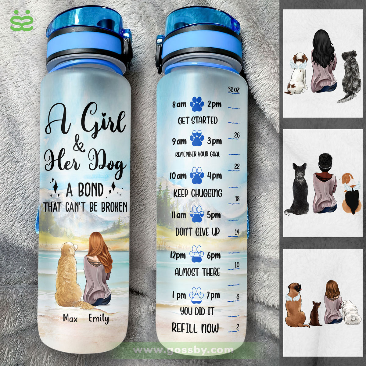 Dog Lover Water Bottle - A Girl and her Dog a Bond that Can't be broken - V2_2