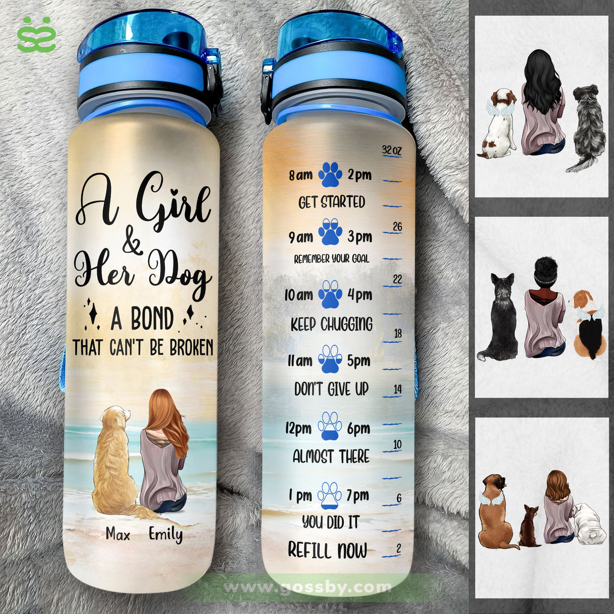 Dog Lover Water Bottle - A Girl and her Dog a Bond that Can't be broken - V2_3