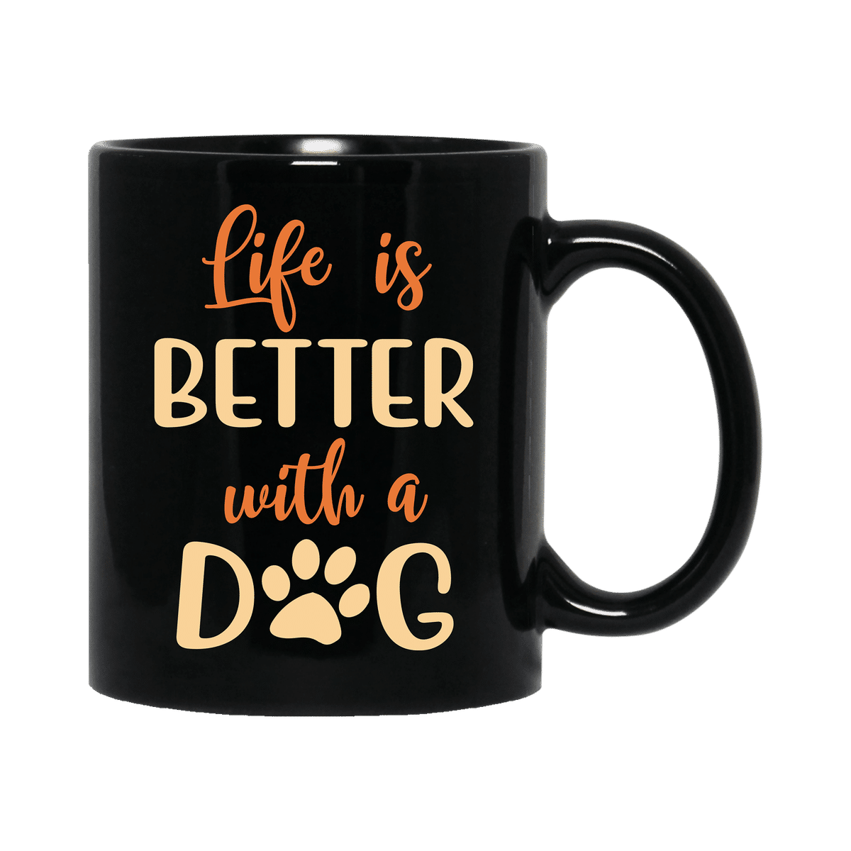 Black Mug - Girl and dogs - Life is better with a dog_2