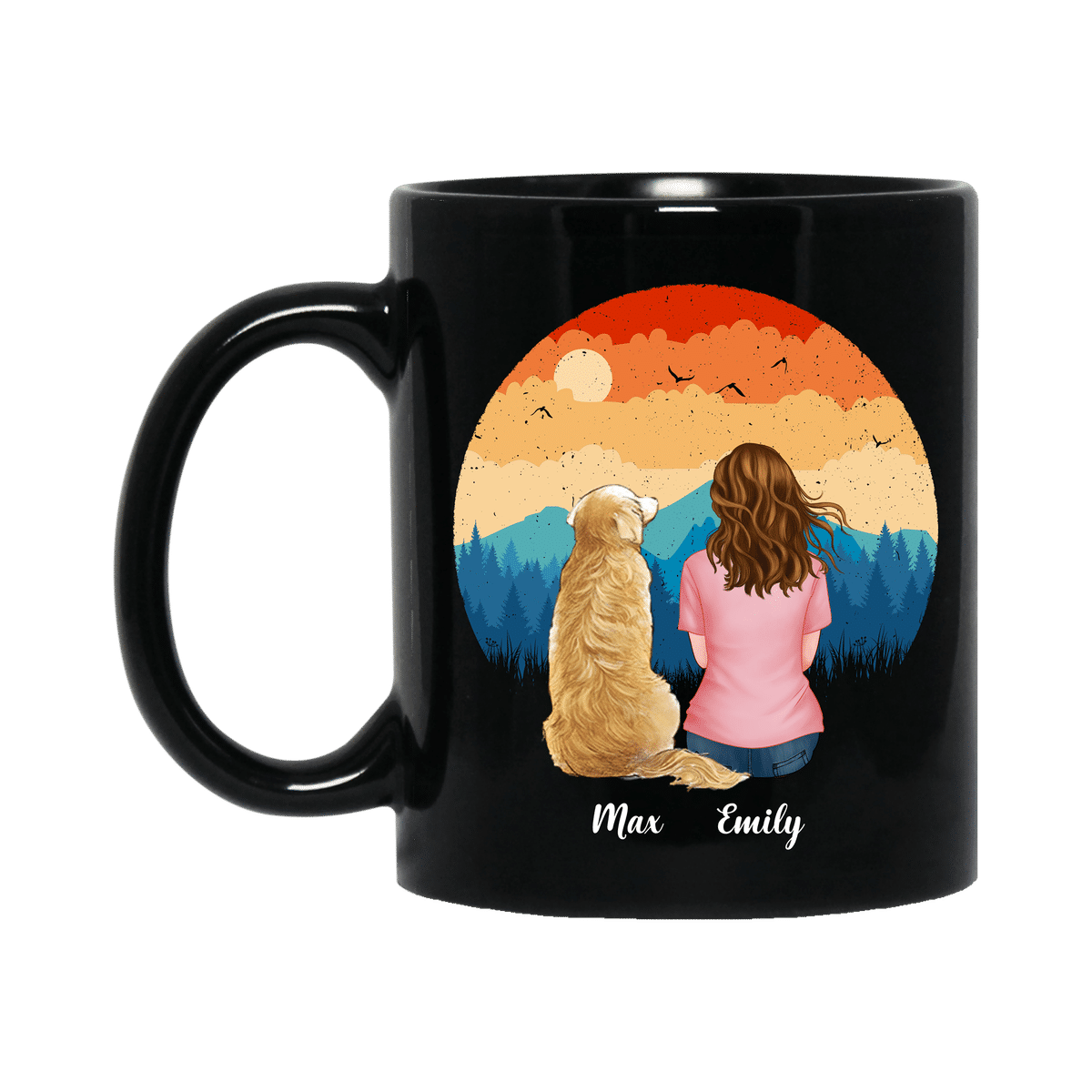 Black Mug - Girl and dogs - Life is better with a dog_1