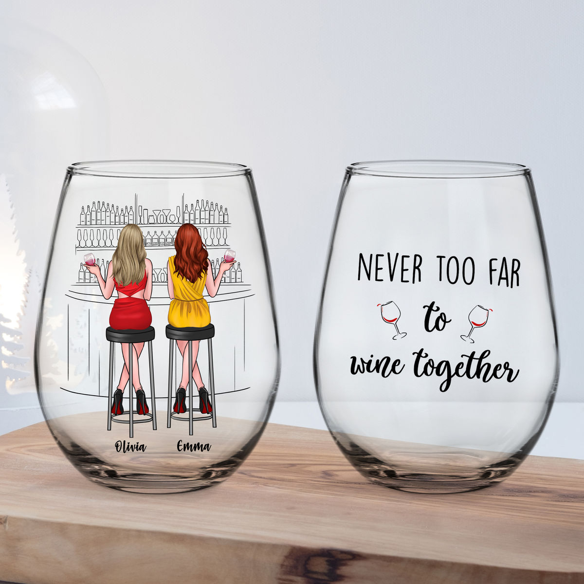 Wine Glass - Never too far to wine together V1_1