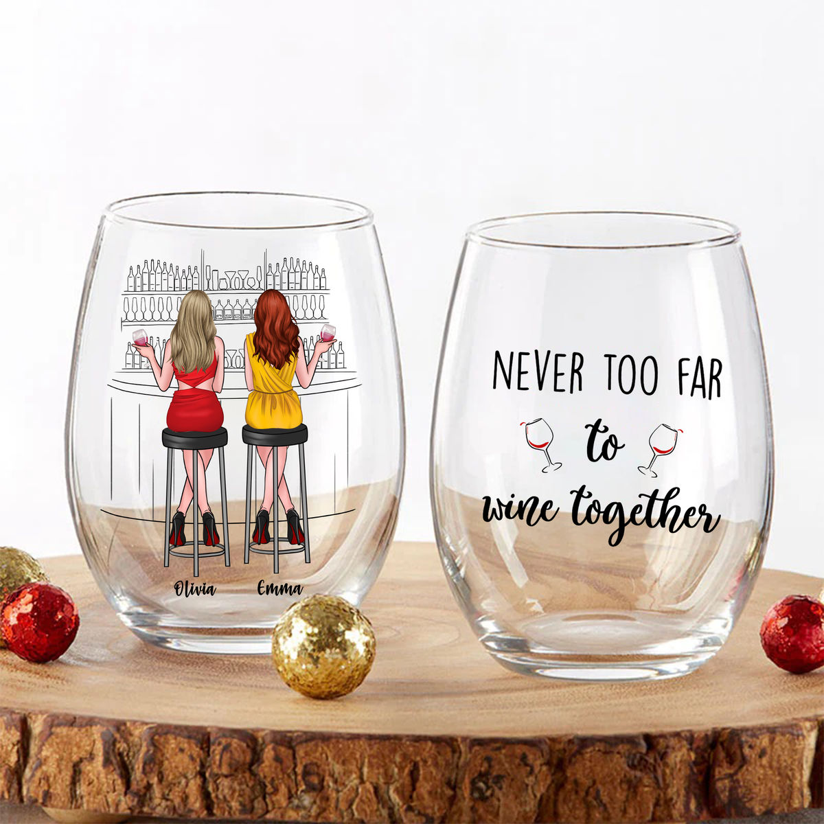 Wine Glass - Never too far to wine together V1_2