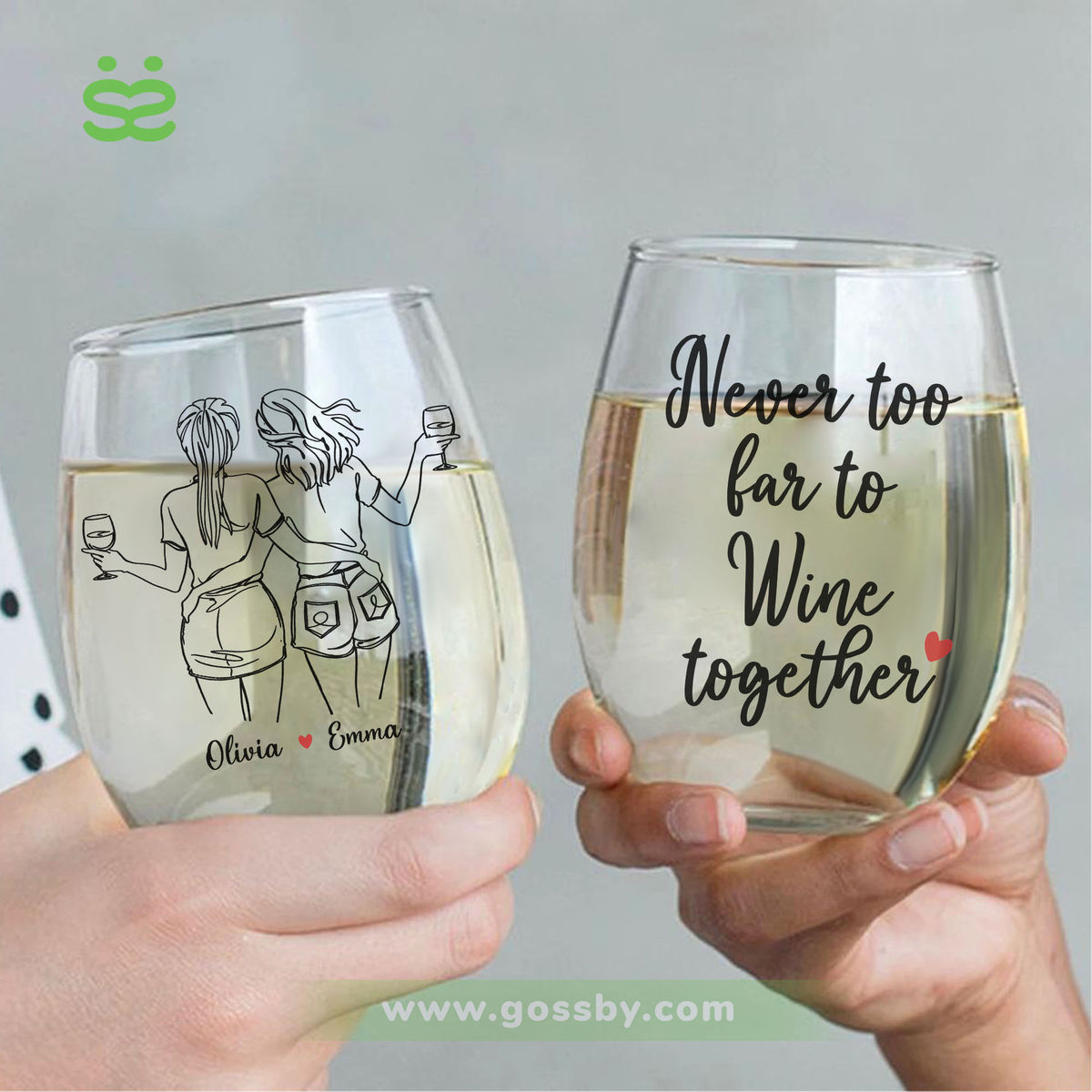 Wine Glass - Never too far to wine together H1