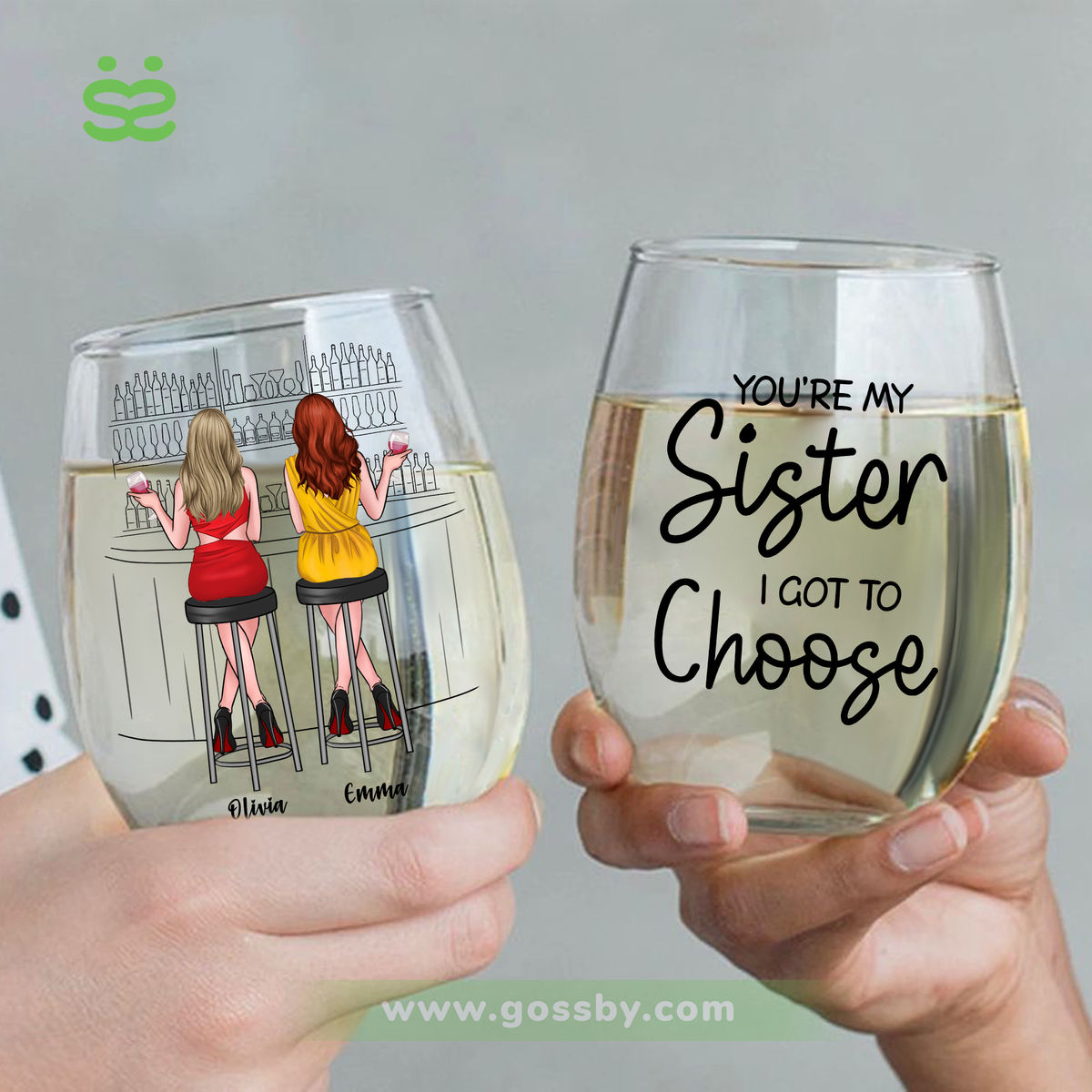 Stemless Wine Glass - Best Friends - You're the sister I got to choose V1