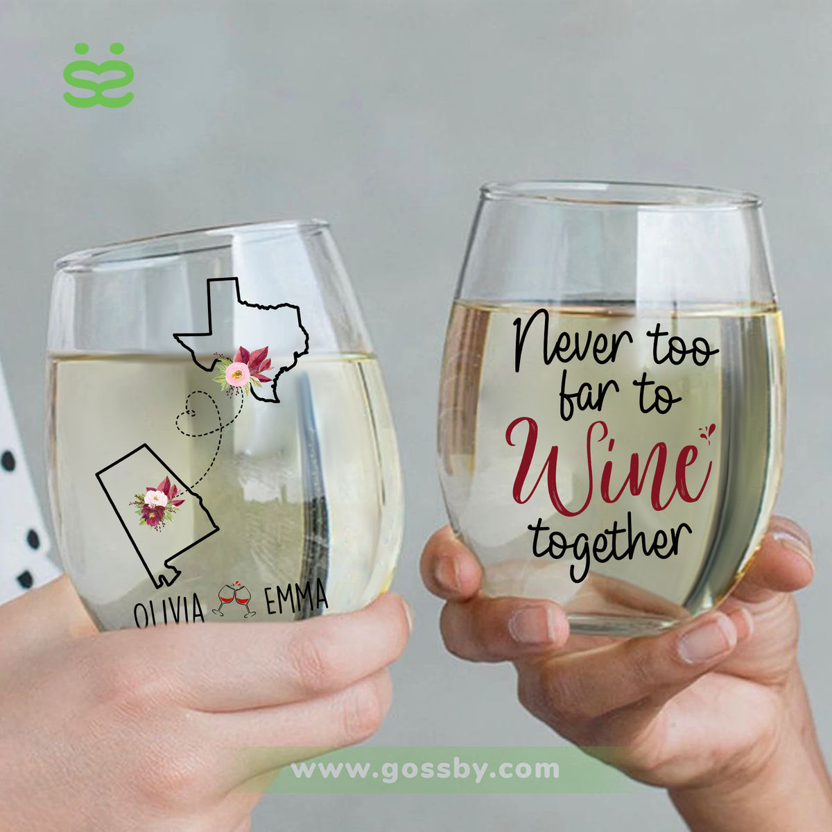 Wine Glass - Never too far to wine together V4