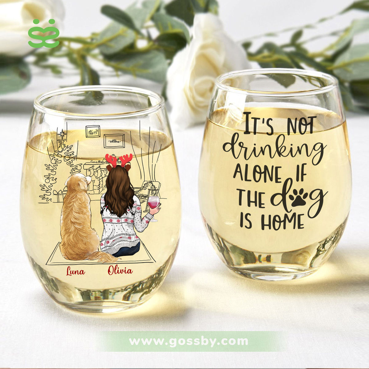 Wine Glass - It's not really drinking alone if the dog is home_2