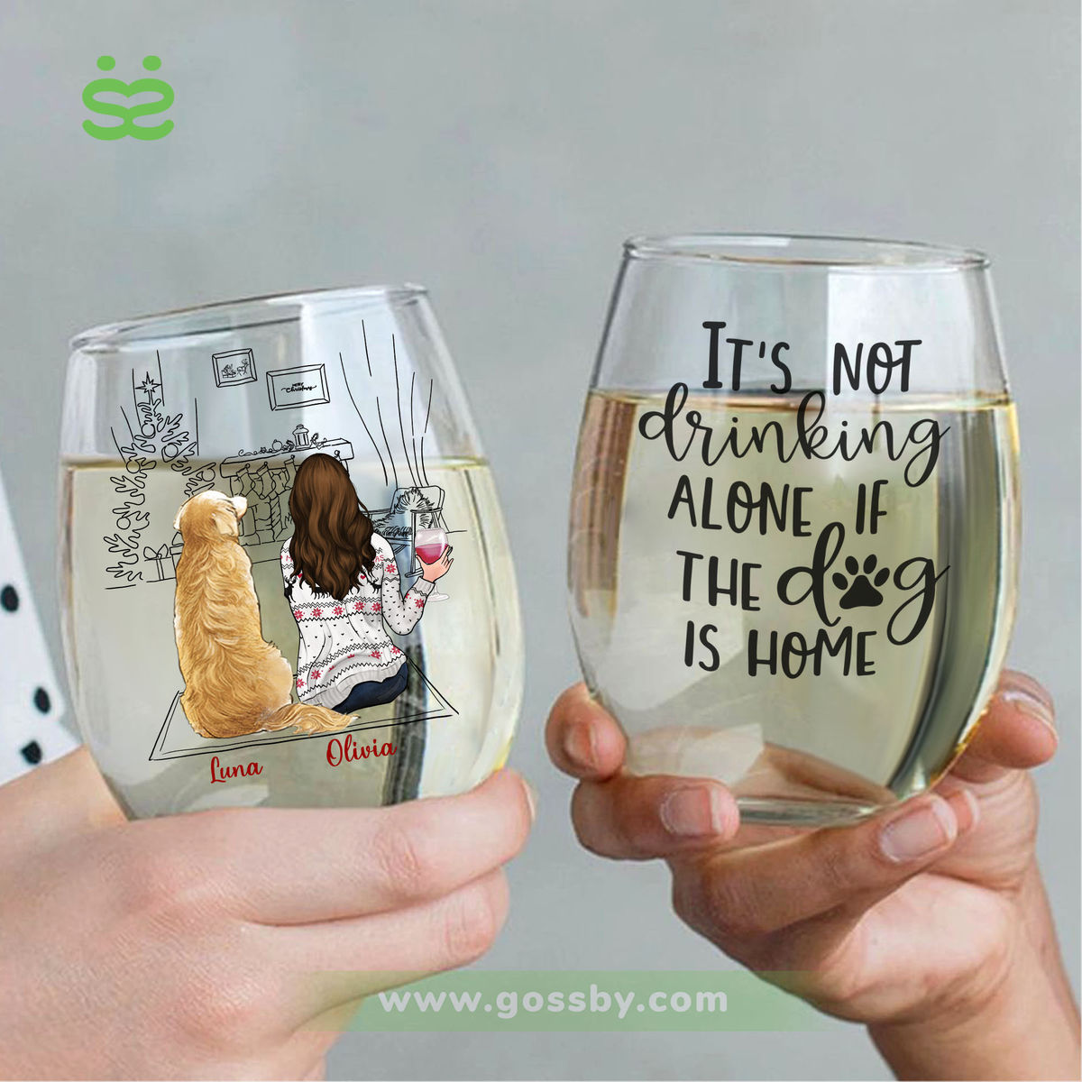 Wine Glass - It's not really drinking alone if the dog is home