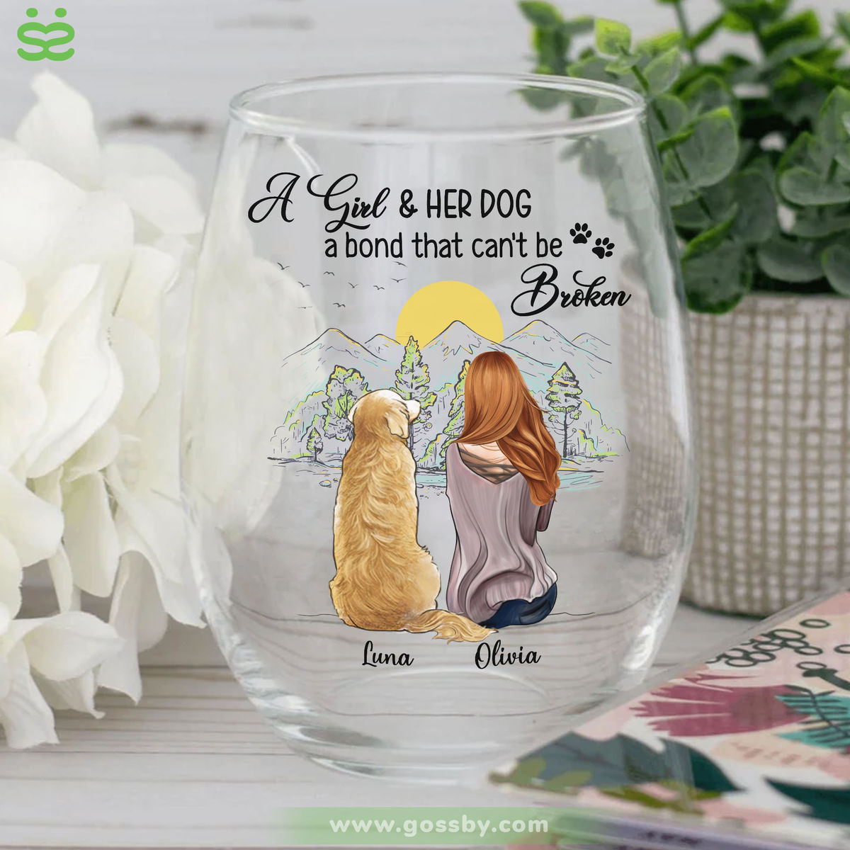 Semitest - Wine Glass - A girl and her dog a bond that can't be broken H3_2