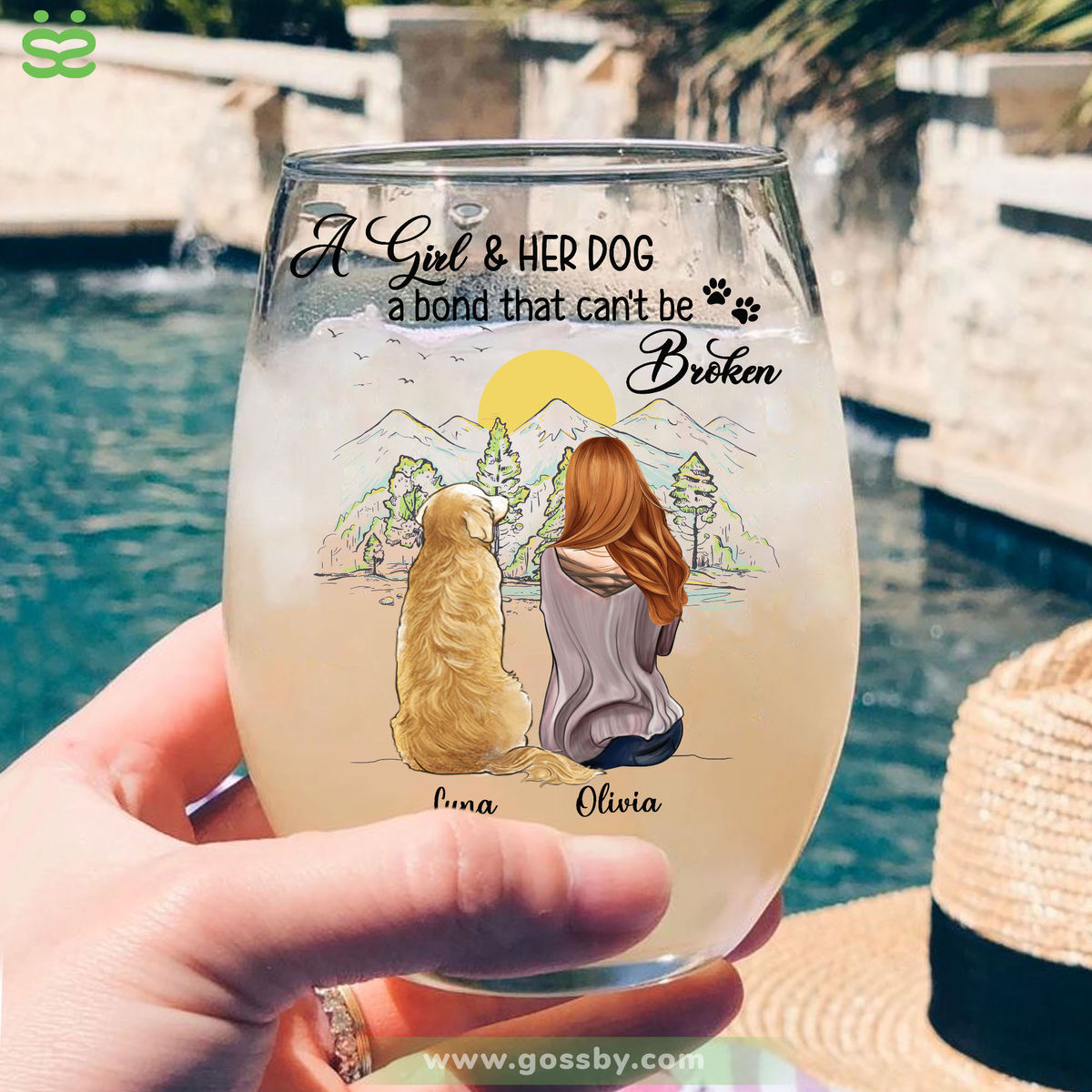 Wine Glass - A girl and her dog a bond that can't be broken H3