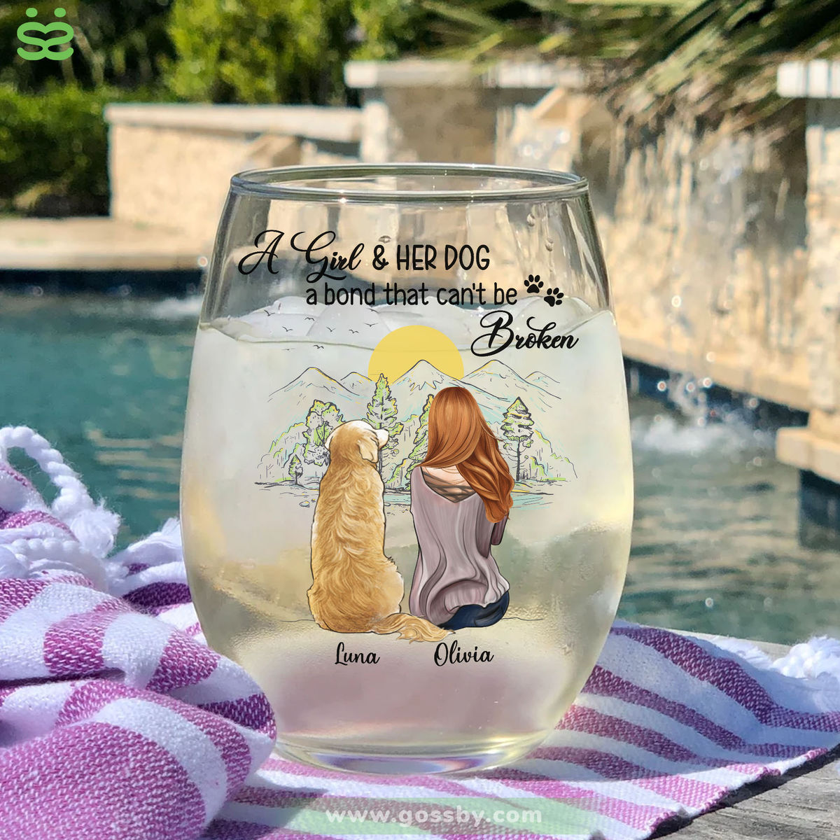 Wine Glass - A girl and her dog a bond that can't be broken H3_1