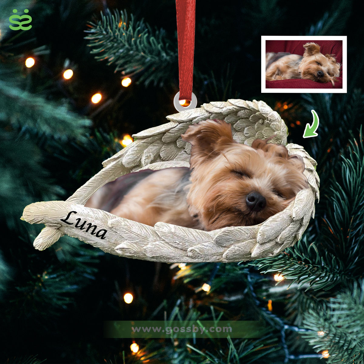 Dog Acrylic Ornament - Dog Lover Gifts - Sleeping Pet Within Angel Wings - Customized Your Photo Ornament, Custom Photo Gifts, Christmas Gifts_4