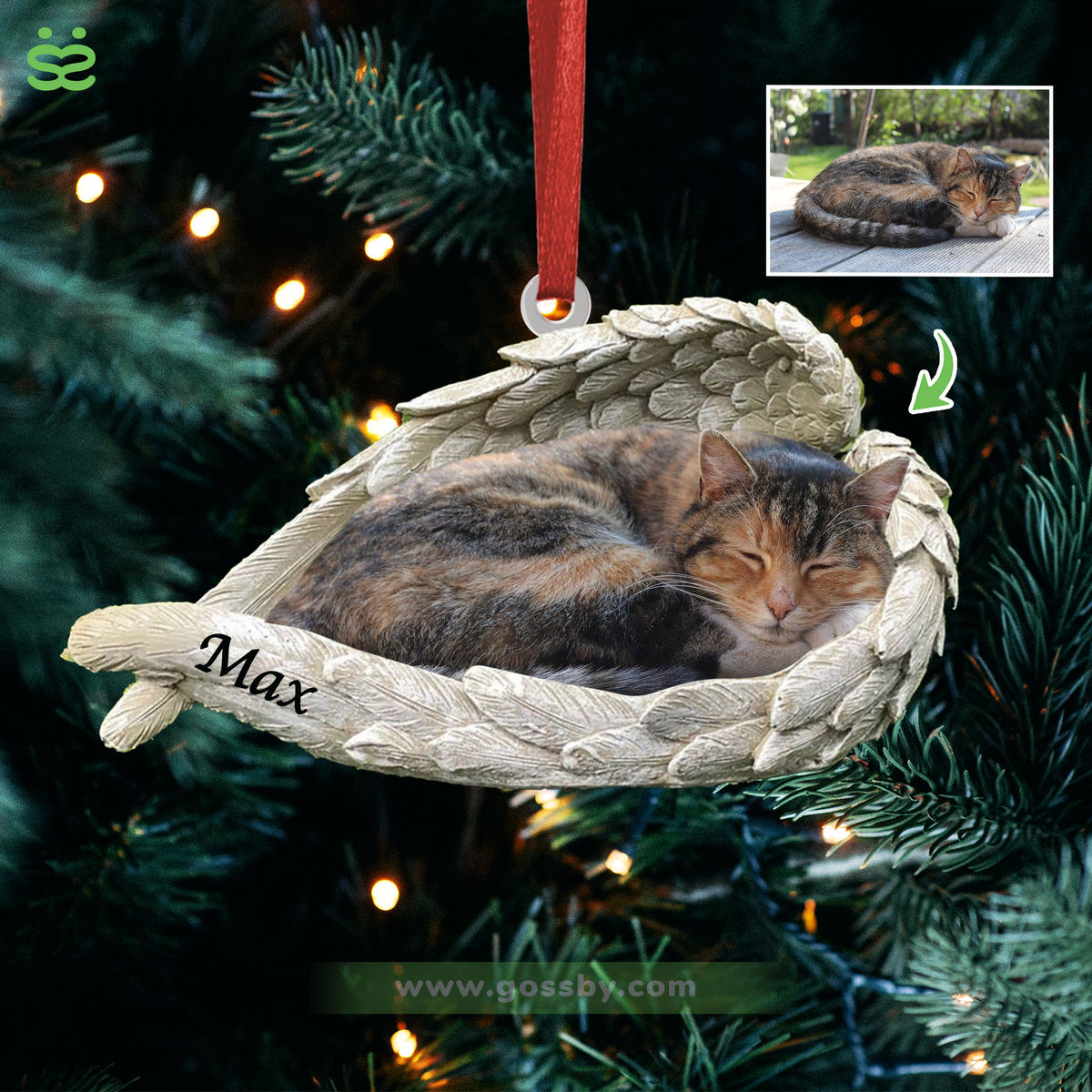 Dog Acrylic Ornament - Dog Lover Gifts - Sleeping Pet Within Angel Wings - Custom Ornament from Photo_3