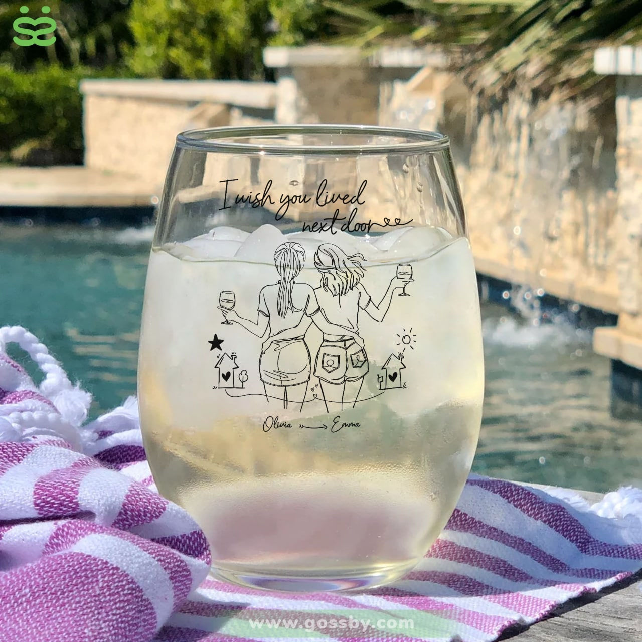 Stemless Wine Glass Best Friends Gifts I wish you lived next door