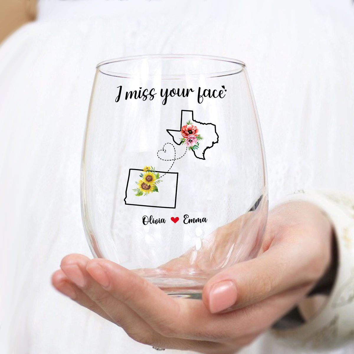 Stemless Wine Glass - Best Friends Gifts - I miss your face V5 (Christmas Birthday Gifts For Best Friends)_2