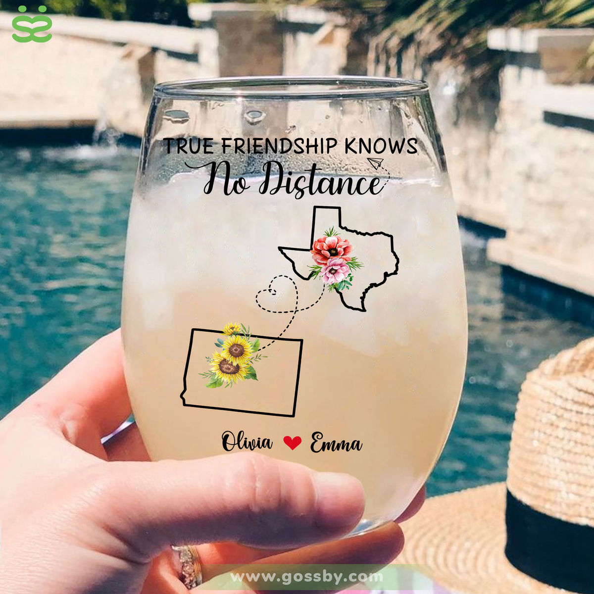 Wine Glass - True friendship know no distance V5