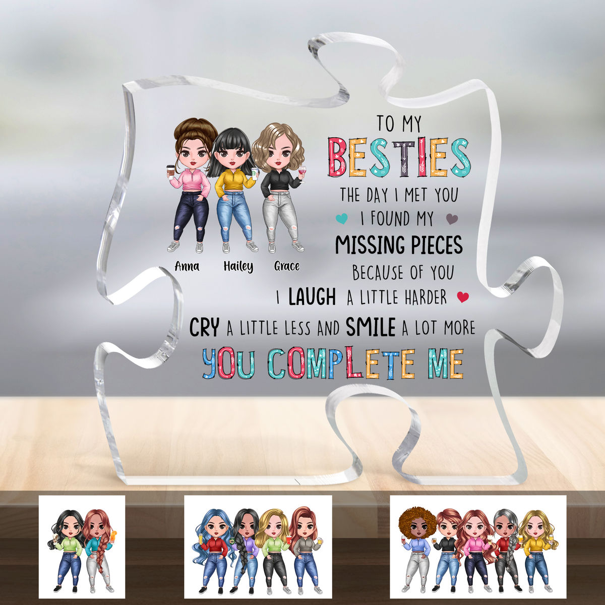 Besties - You complete me (Custom Puzzle-Shaped Acrylic Plaque)