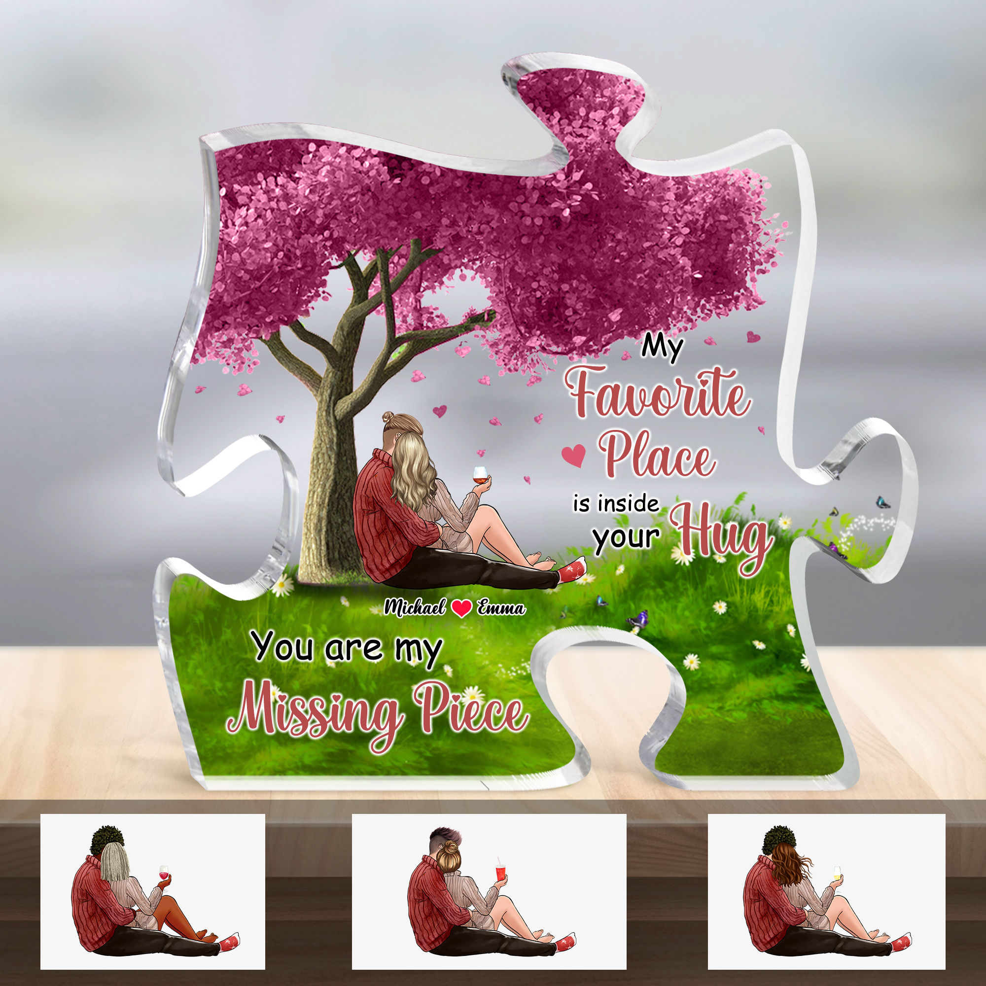 Acrylic Puzzle Plaque - My favorite place is inside your hug you are my ...
