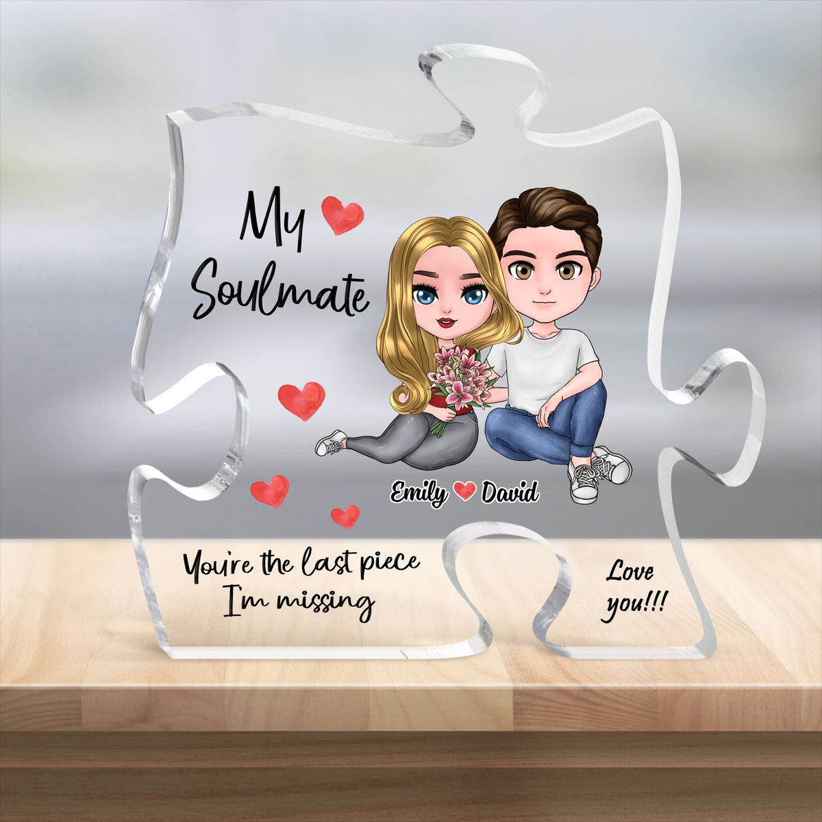 Transparent Plaque - Couple - My soulmate (Custom Puzzle-Shaped Acrylic Plaque)- Gifts For Couples,Valentine Gifts, Wedding Gifts, Anniversary Gifts