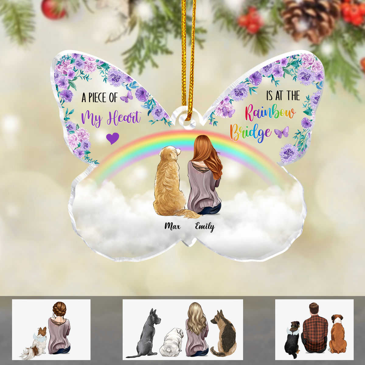 Butterfly Acrylic Ornament -  A piece of my heart is at the rainbow bridge