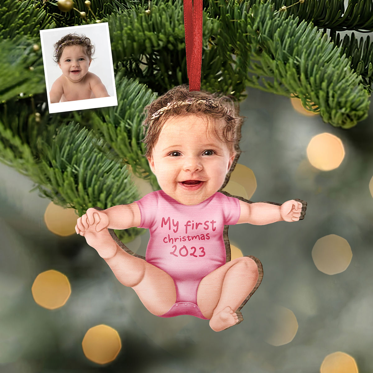 Photo Ornament - Customized Your Photo Ornaments - Christmas Gifts - My First Christmas 2024 - Custom Baby Ornament from Photo