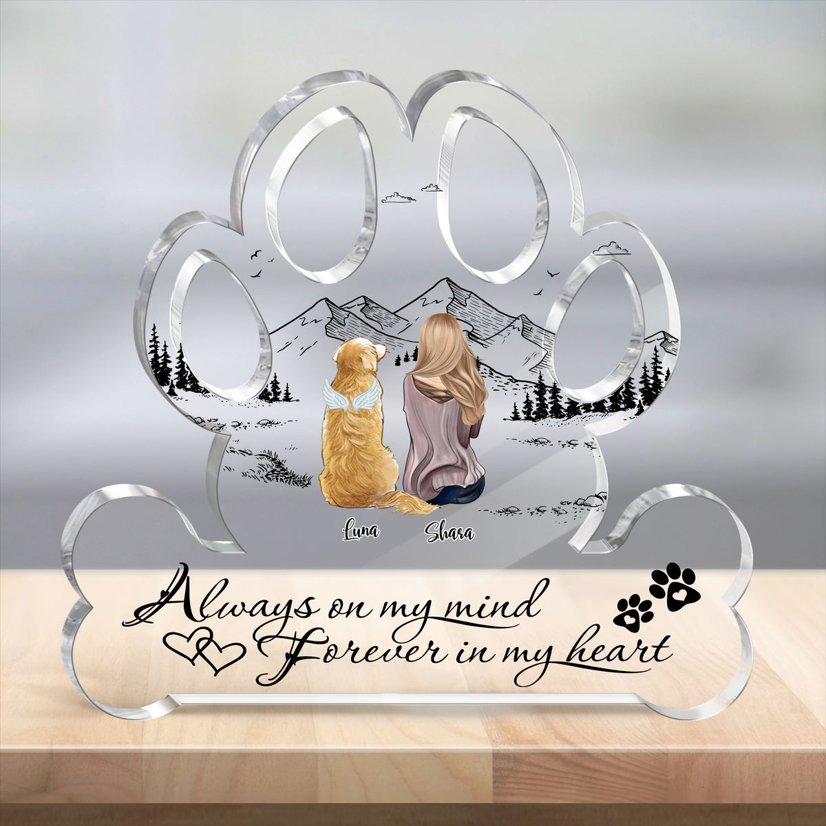 Acrylic Dog Plaque -  Always on my mind forever in my heart