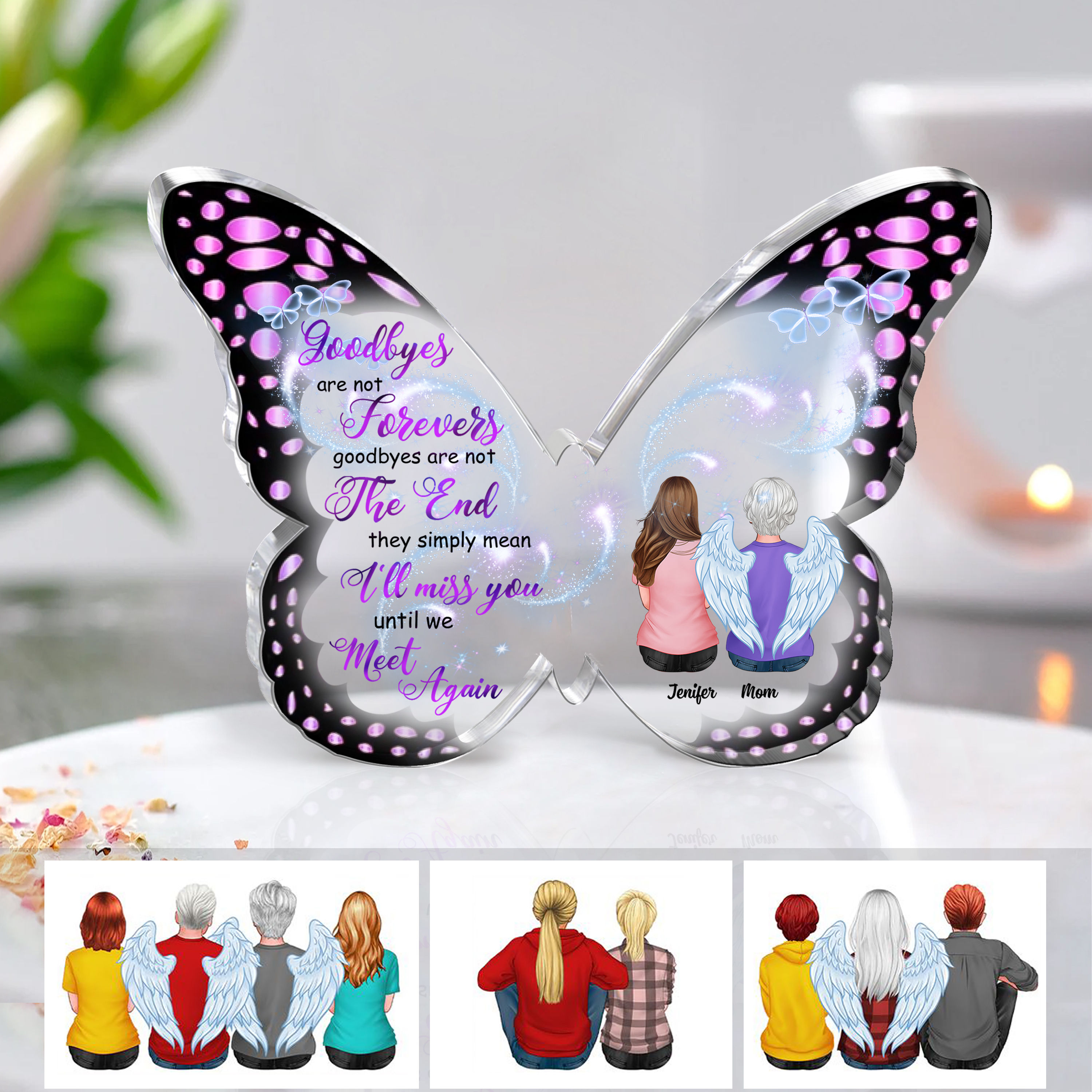 Personalized Memorial Butterfly Acrylic Plaque - Memorial Gift Idea for Birthday/Christmas - God Has You In His Arms I Have You In My Heart main image 0