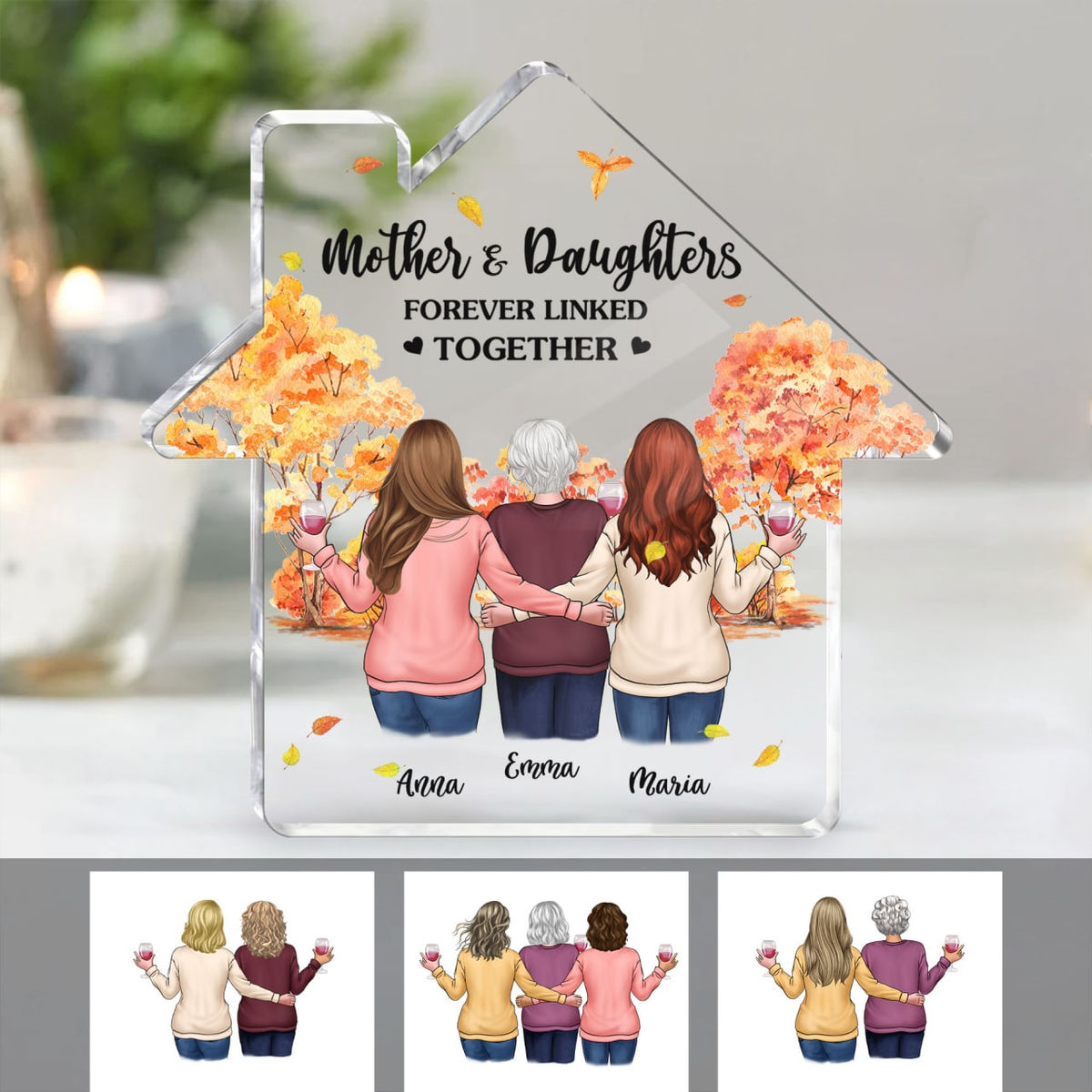 Transparent Plaque - Mother and Daughter - Mother and daughters forever linked together (Custom Acrylic Plaque)_1