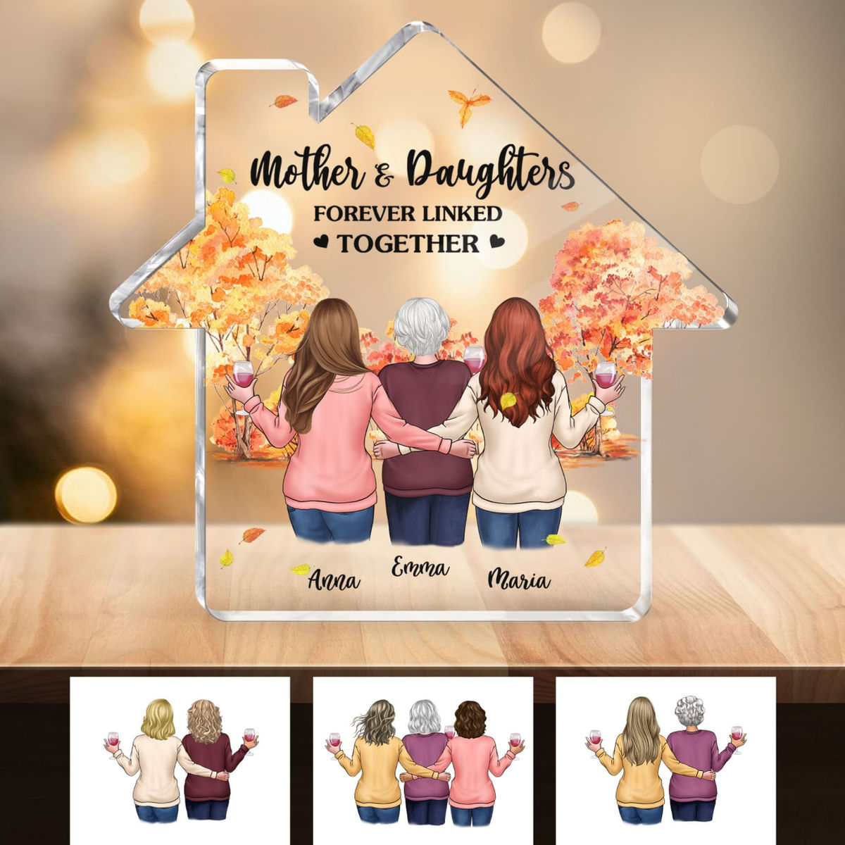 Transparent Plaque - Mother and Daughter - Mother and daughters forever linked together (Custom Acrylic Plaque)