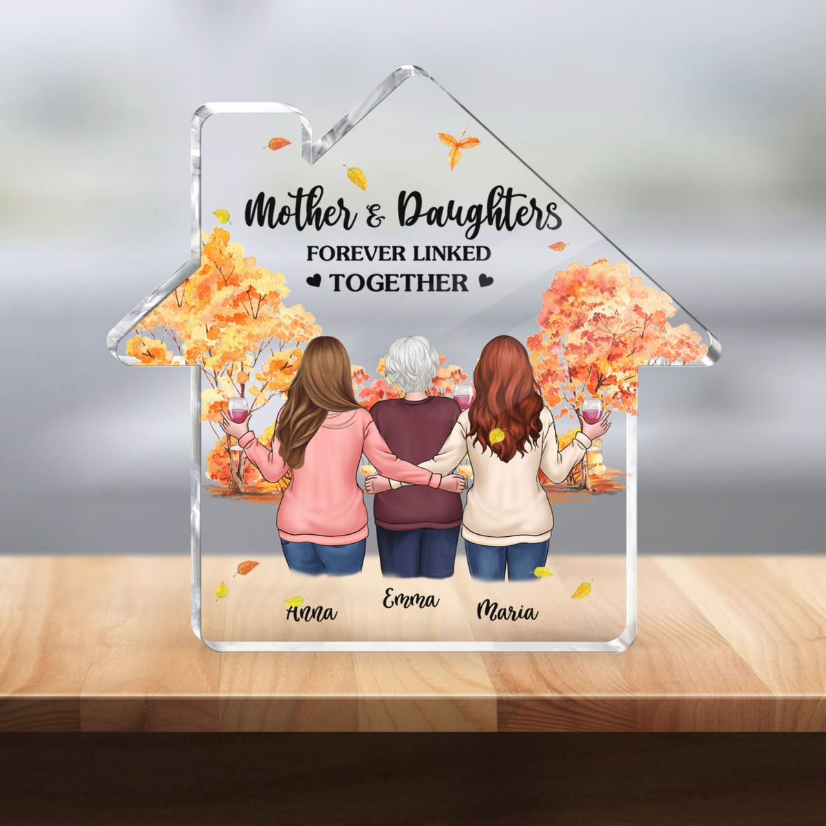 Transparent Plaque - Mother and Daughter - Mother and daughters forever linked together (Custom Acrylic Plaque)_3