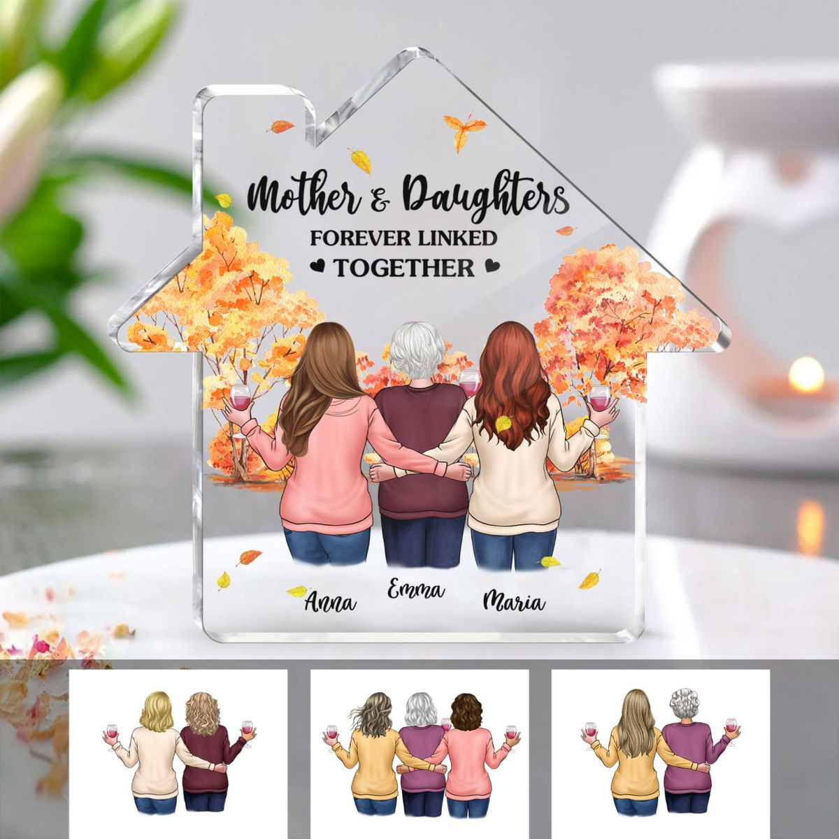 Transparent Plaque - Mother and Daughter - Mother and daughters forever linked together (Custom Acrylic Plaque)_2